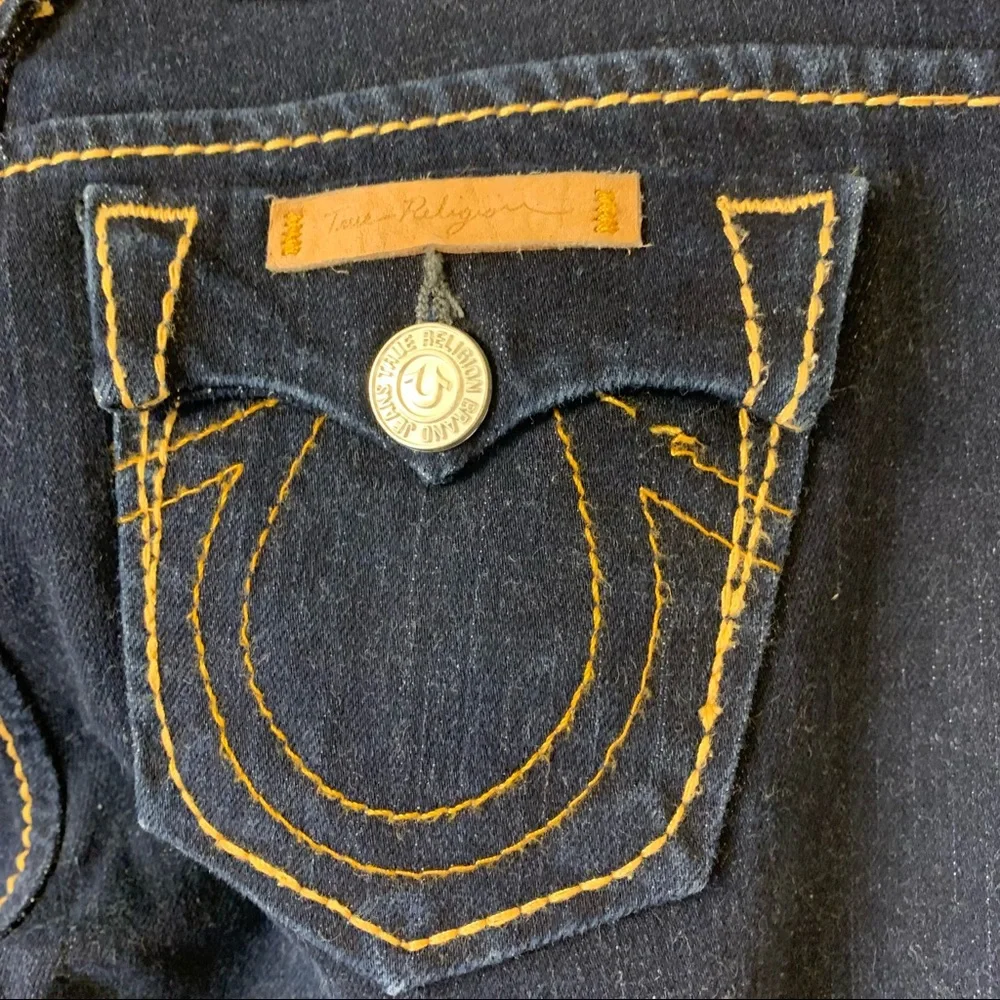 True Religion Dark Indigo Flare Jeans - Picture 7 of 14